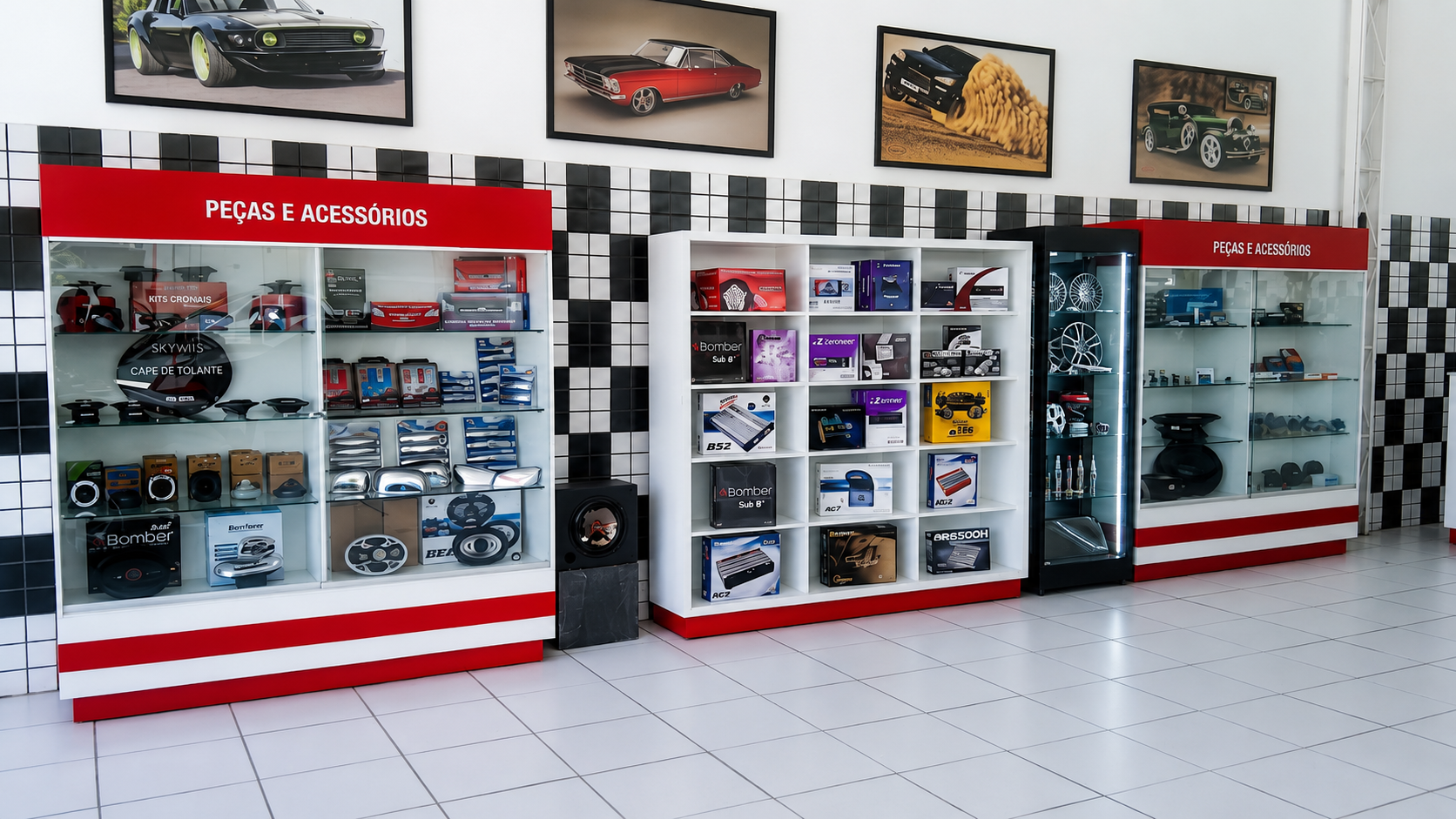 Vitrine de peças e acessórios